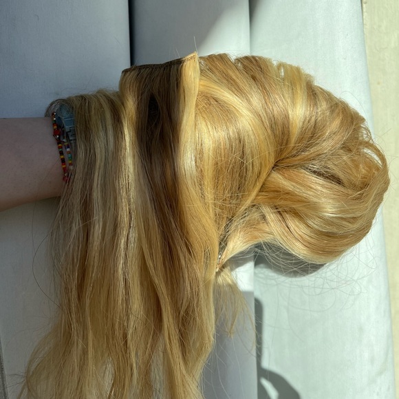 100% Remy Human Hair Golden Blonde Clip In Hair Extensions - Picture 5 of 7